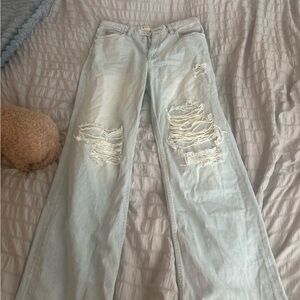 We The Free Light Blue Ripped Straight Leg Jeans